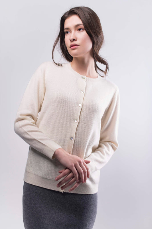 Anand dámský kašmírový cardigan - krémová elegance